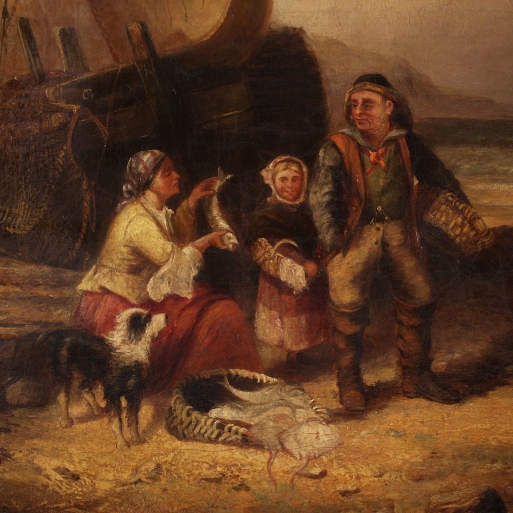 Tableau Huile Sur Toile Marine Signée Et Datée 1868-photo-6