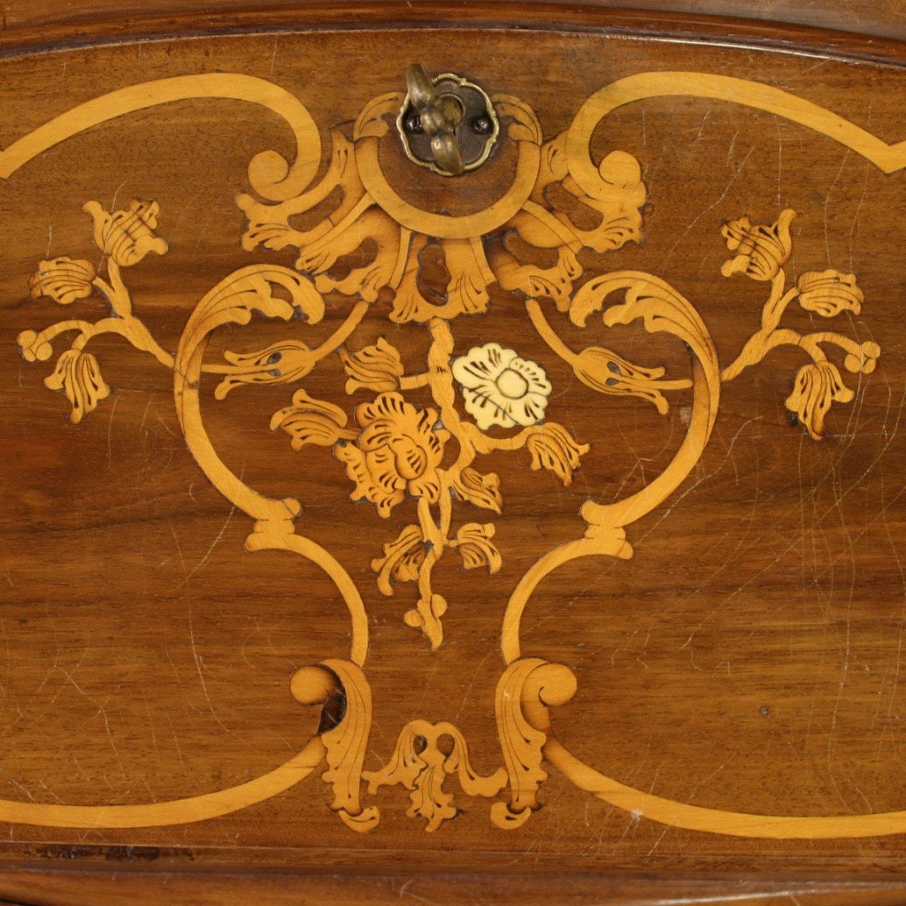 Scriban Italien En Bois Marqueté De Style Louis XV-photo-8