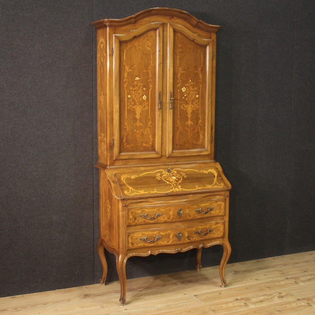 Italian Trumeau In Inlaid Wood In Louis XV Style