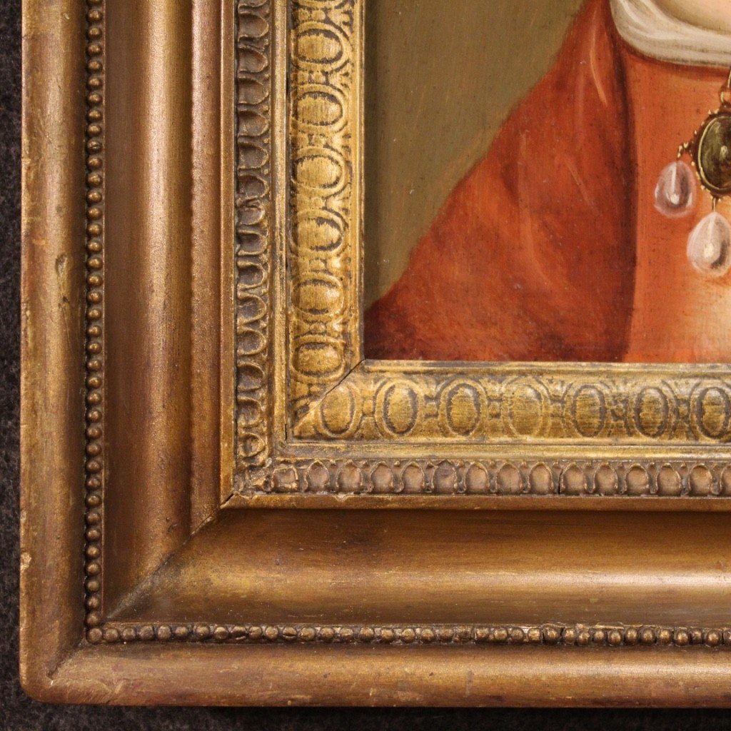 Painting Oil On Panel Portrait Of A Noblewoman From The 18th Century-photo-5