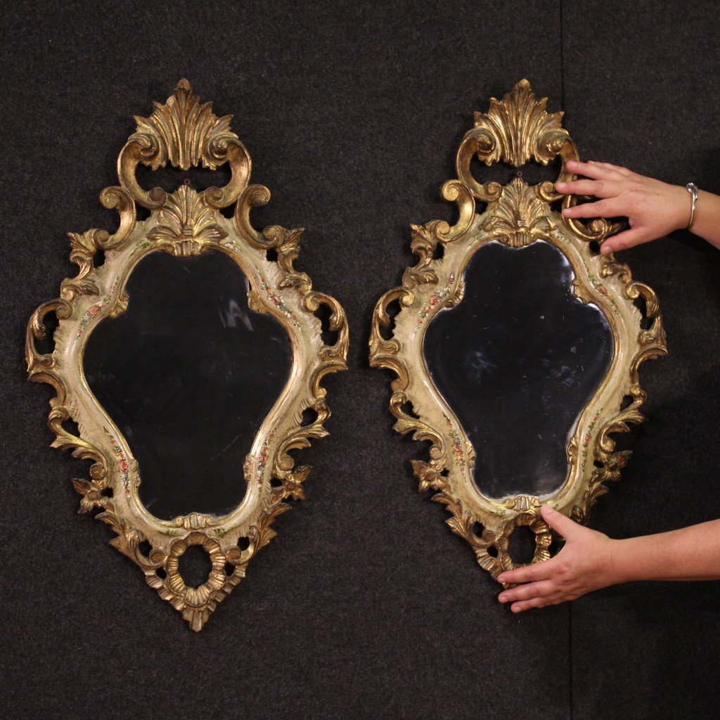 Pair Of Venetian Mirrors From The 20th Century-photo-2