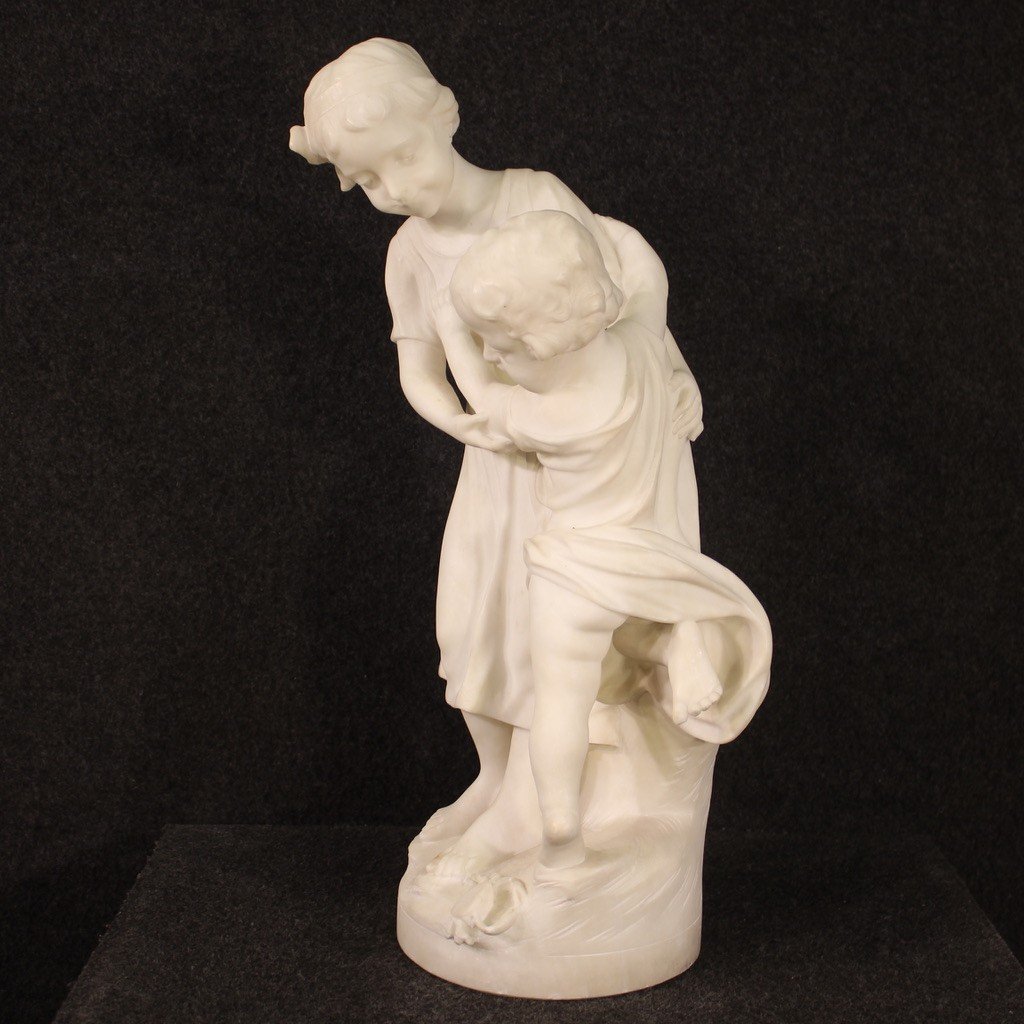 Signed Italian Marble Sculpture From The 19th Century-photo-2