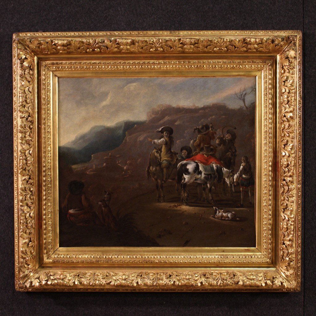 Flemish Painting From The 17th Century, Hunting Scene