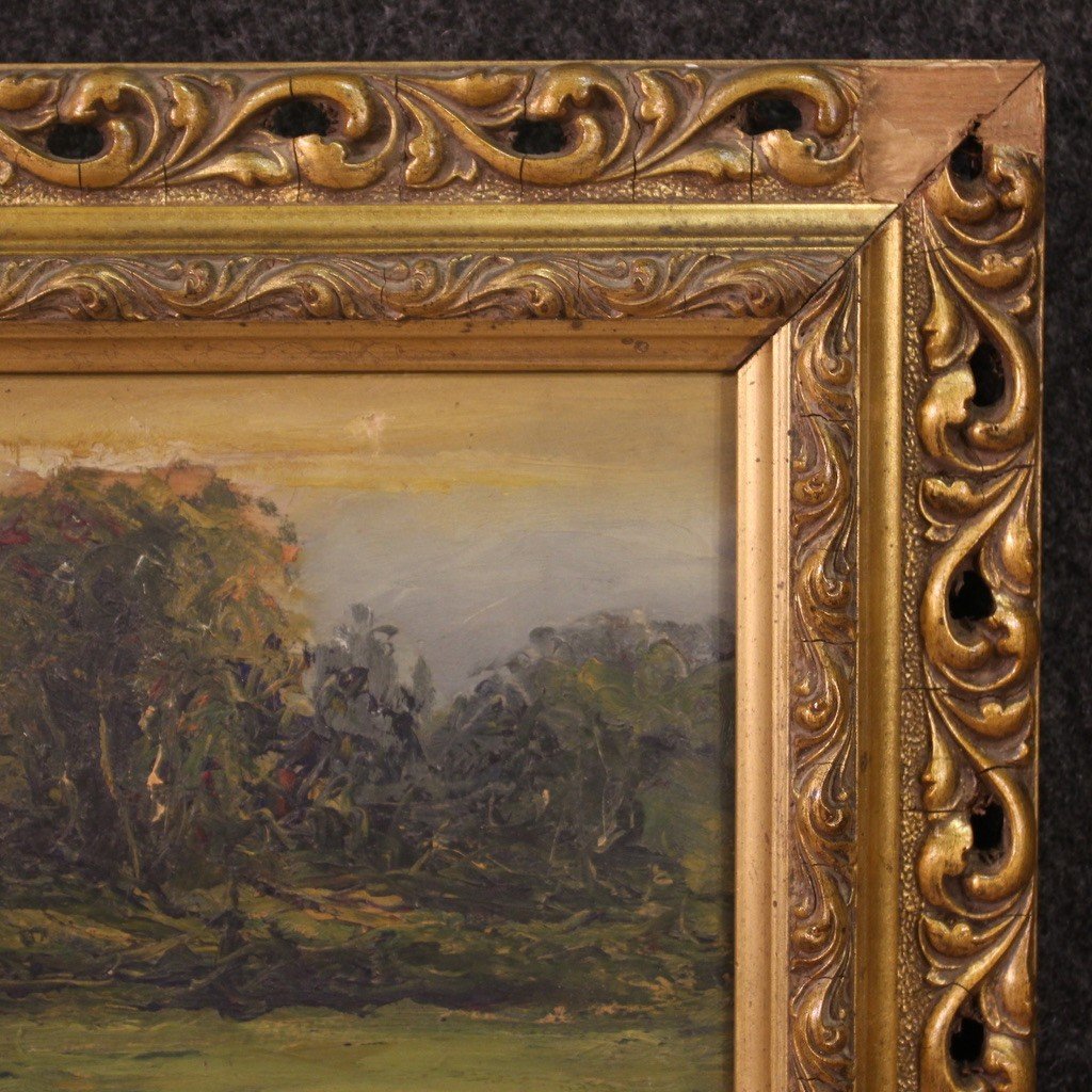 Small Landscape Painting On Board 20th Century-photo-3