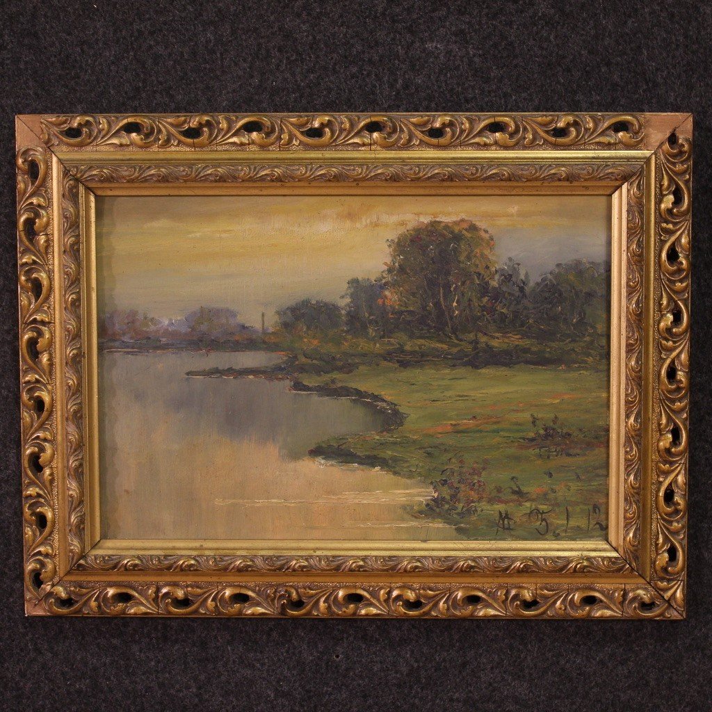 Small Landscape Painting On Board 20th Century