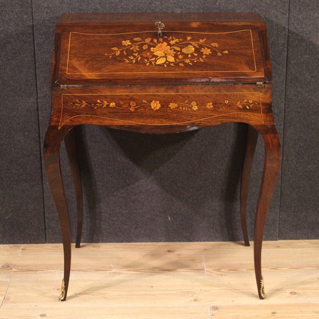 Bureau De Pente élégant Marqueté De Style Louis XV-photo-3