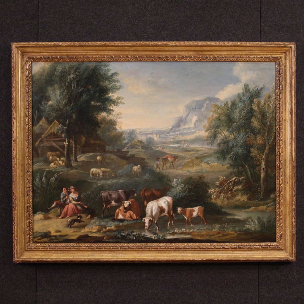 Refined 18th Century Bucolic Landscape Painting