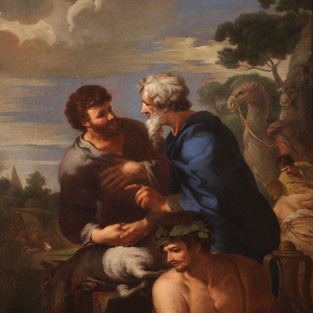 Great 17th Century Italian Painting, The Alliance Of Jacob And Laban-photo-2