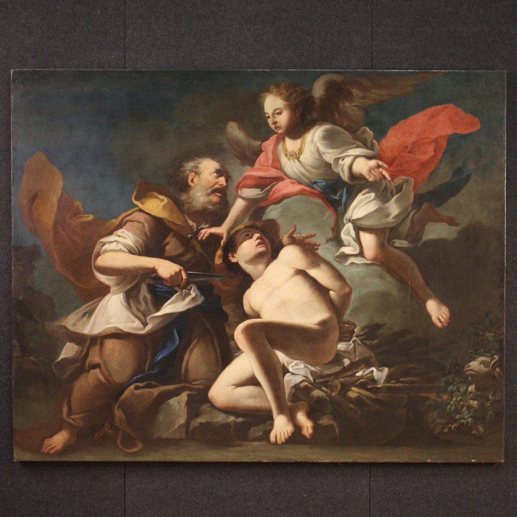 Grand Tableau Italien Du 17ème Siècle, Le Sacrifice d'Isaac-photo-2