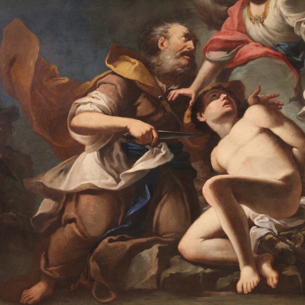 Grand Tableau Italien Du 17ème Siècle, Le Sacrifice d'Isaac-photo-4