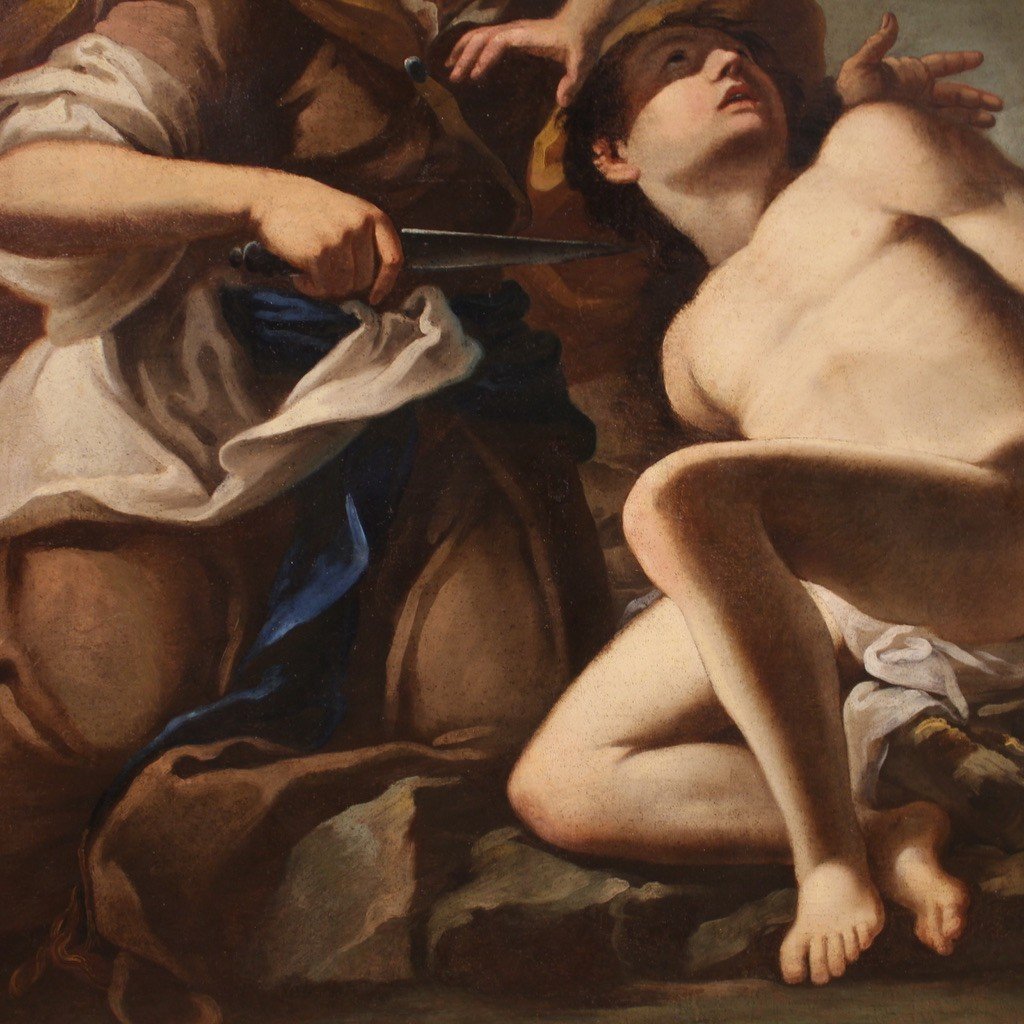 Grand Tableau Italien Du 17ème Siècle, Le Sacrifice d'Isaac-photo-7