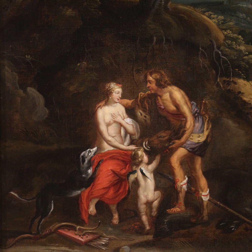 17th Century Mythological Painting, Meleager Offers The Boar's Head To Atalanta-photo-2