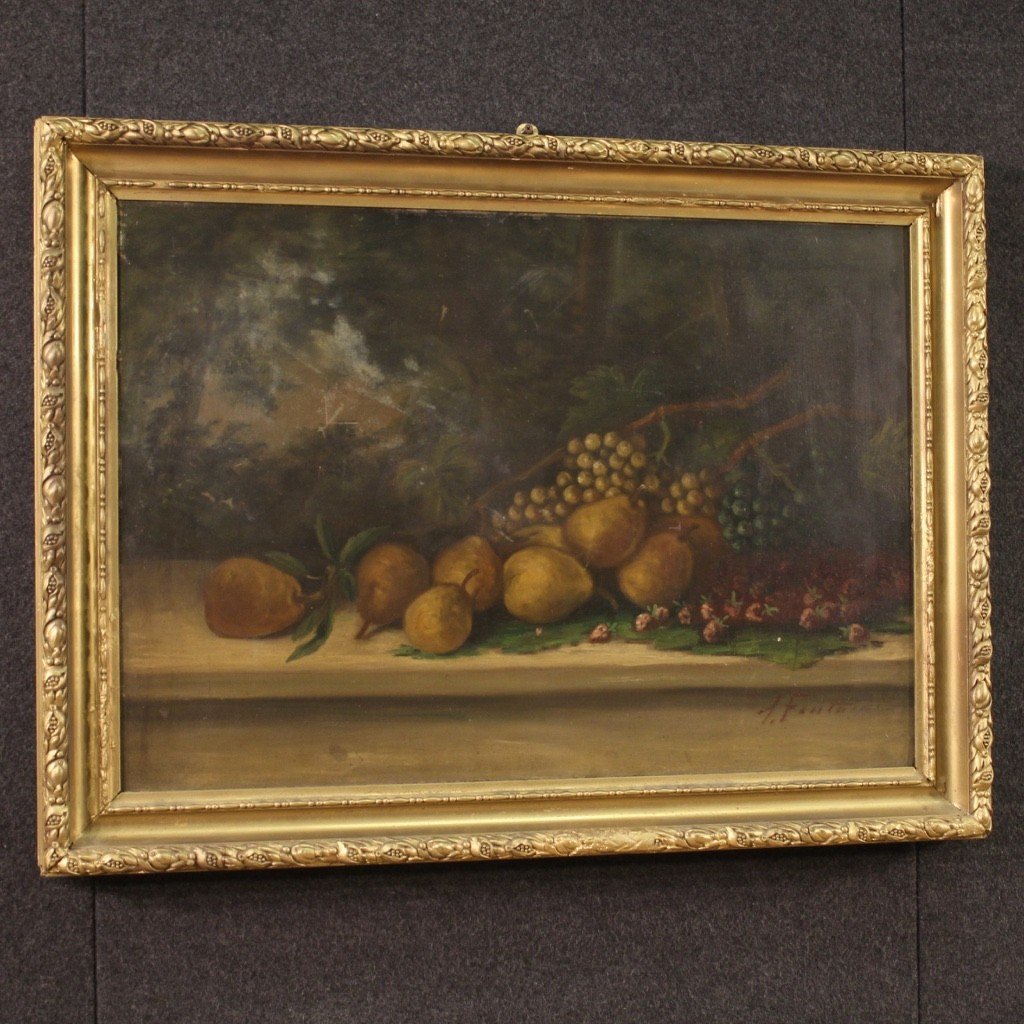 Italian Painting Signed Still Life From The 20th Century-photo-4