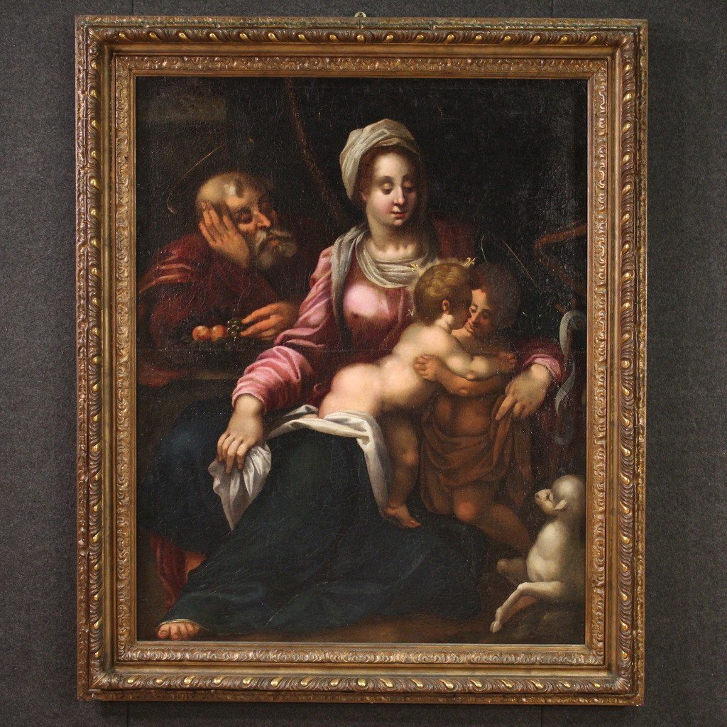 Ecole Toscane Du 16ème Siècle, Tableau Sainte Famille-photo-2