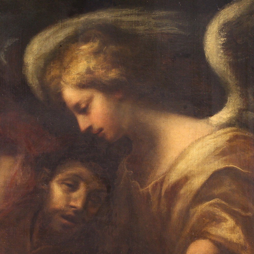 Tableau De l'école Lombarde Du 17ème Siècle, Saint François En Extase Soutenu Par Deux Anges-photo-7