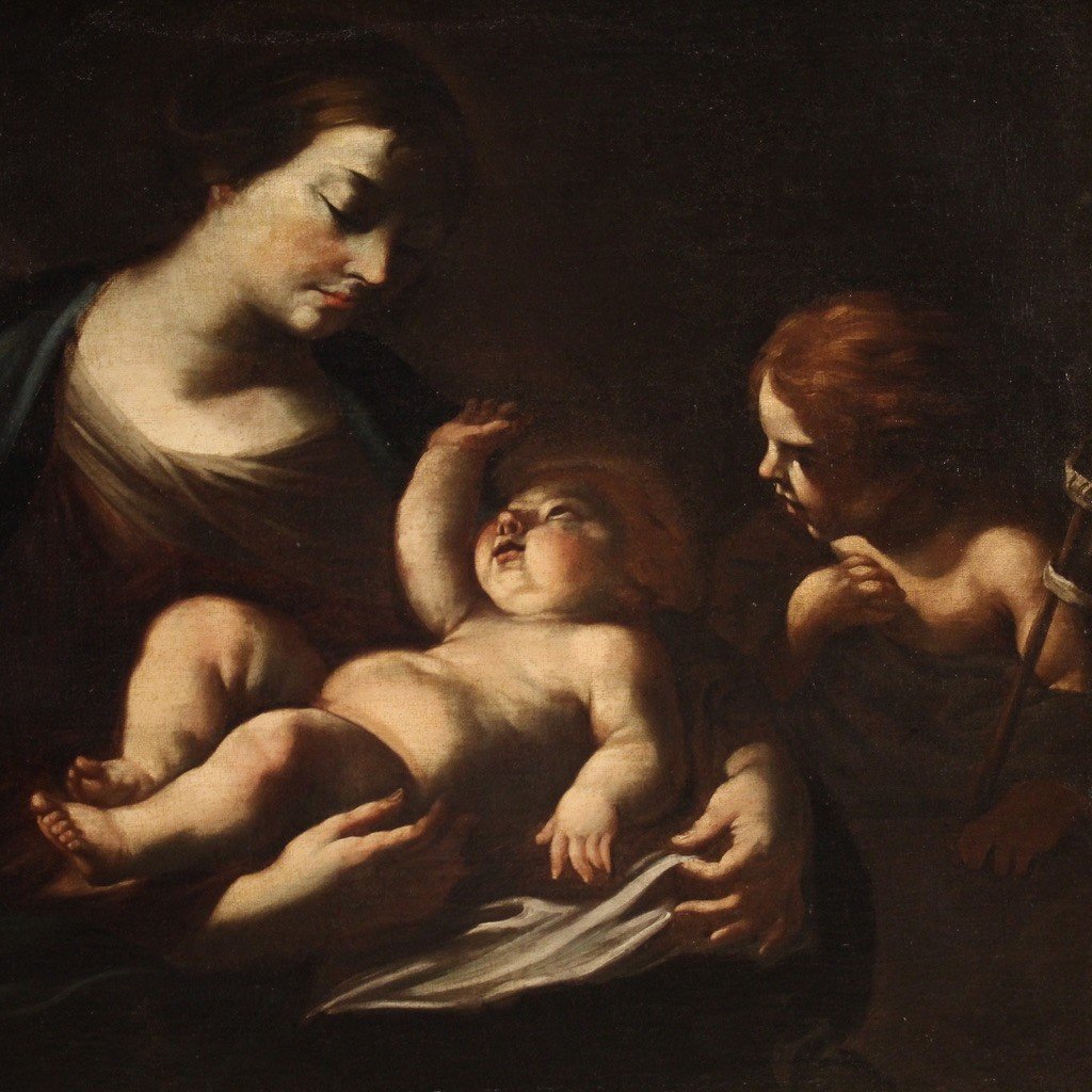 Great 17th Century Italian Painting, Holy Family-photo-2