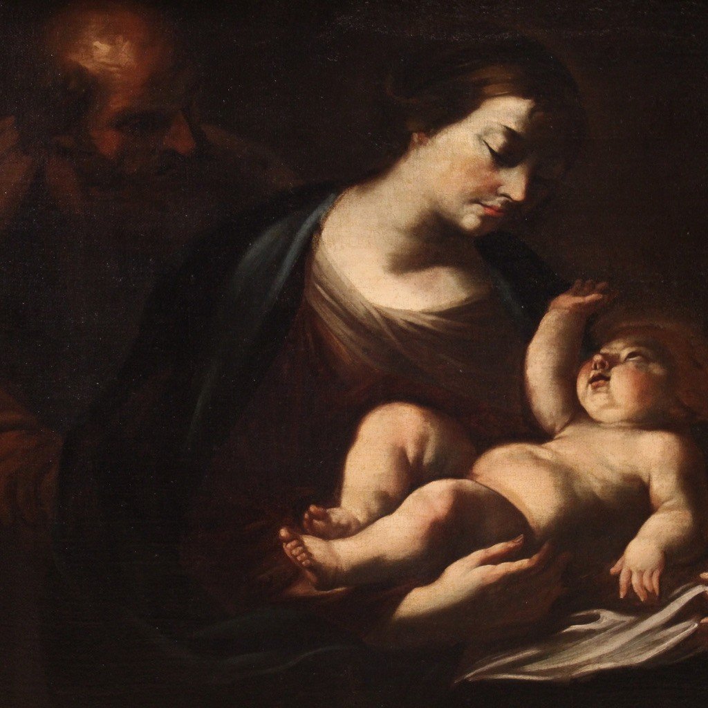 Great 17th Century Italian Painting, Holy Family-photo-4