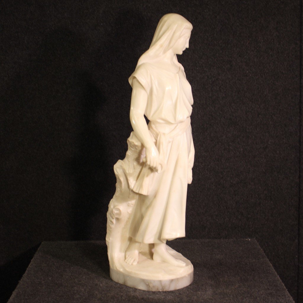 Signed Art Nouveau Alabaster Sculpture From The 19th Century-photo-4