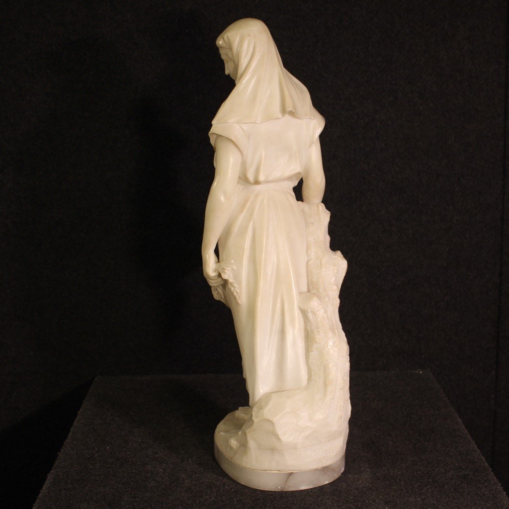 Signed Art Nouveau Alabaster Sculpture From The 19th Century-photo-3