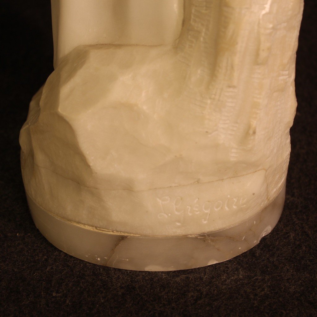 Signed Art Nouveau Alabaster Sculpture From The 19th Century-photo-4