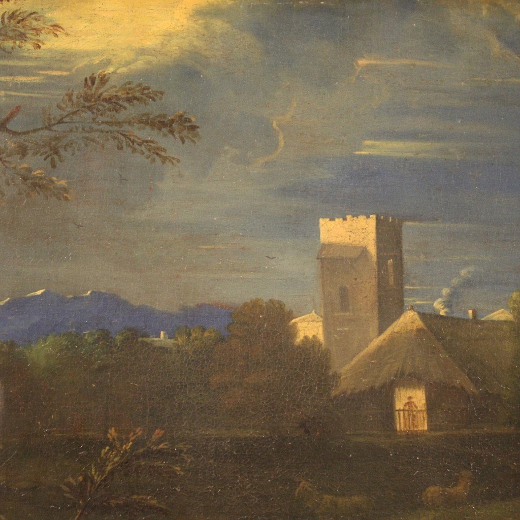 Italian Bucolic Landscape Painting From The 18th Century-photo-7