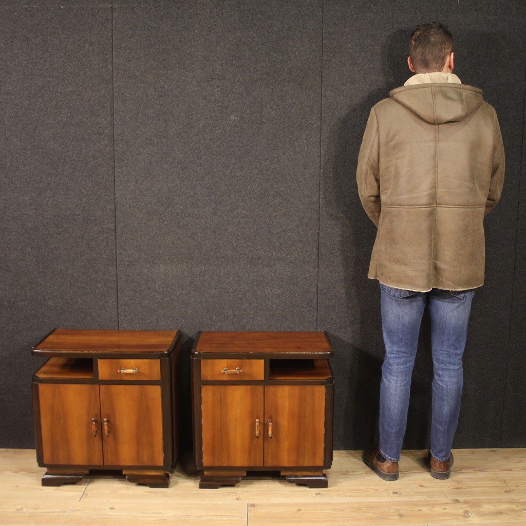 Pair Of Italian Deco Style Bedside Tables From The 20th Century-photo-2