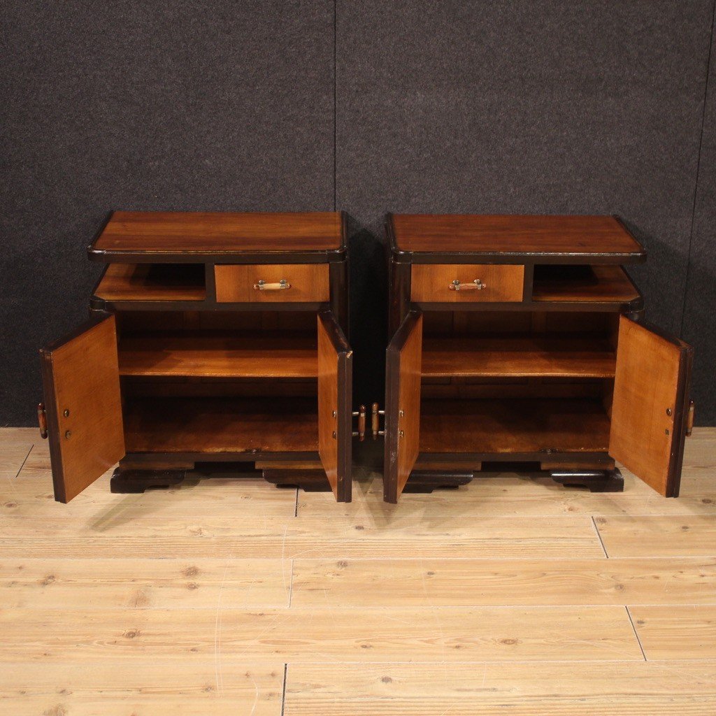 Pair Of Italian Deco Style Bedside Tables From The 20th Century-photo-3