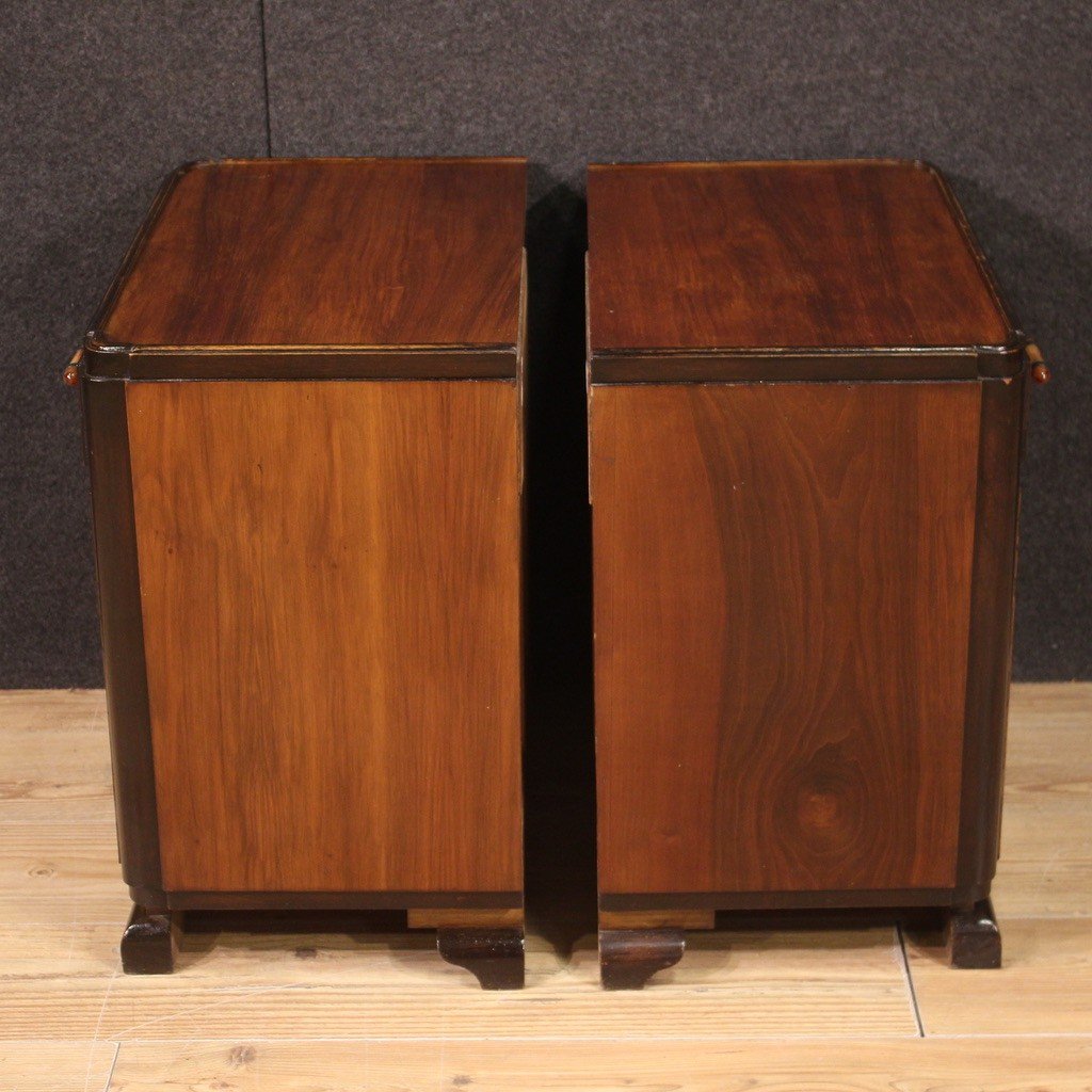 Pair Of Italian Deco Style Bedside Tables From The 20th Century-photo-5