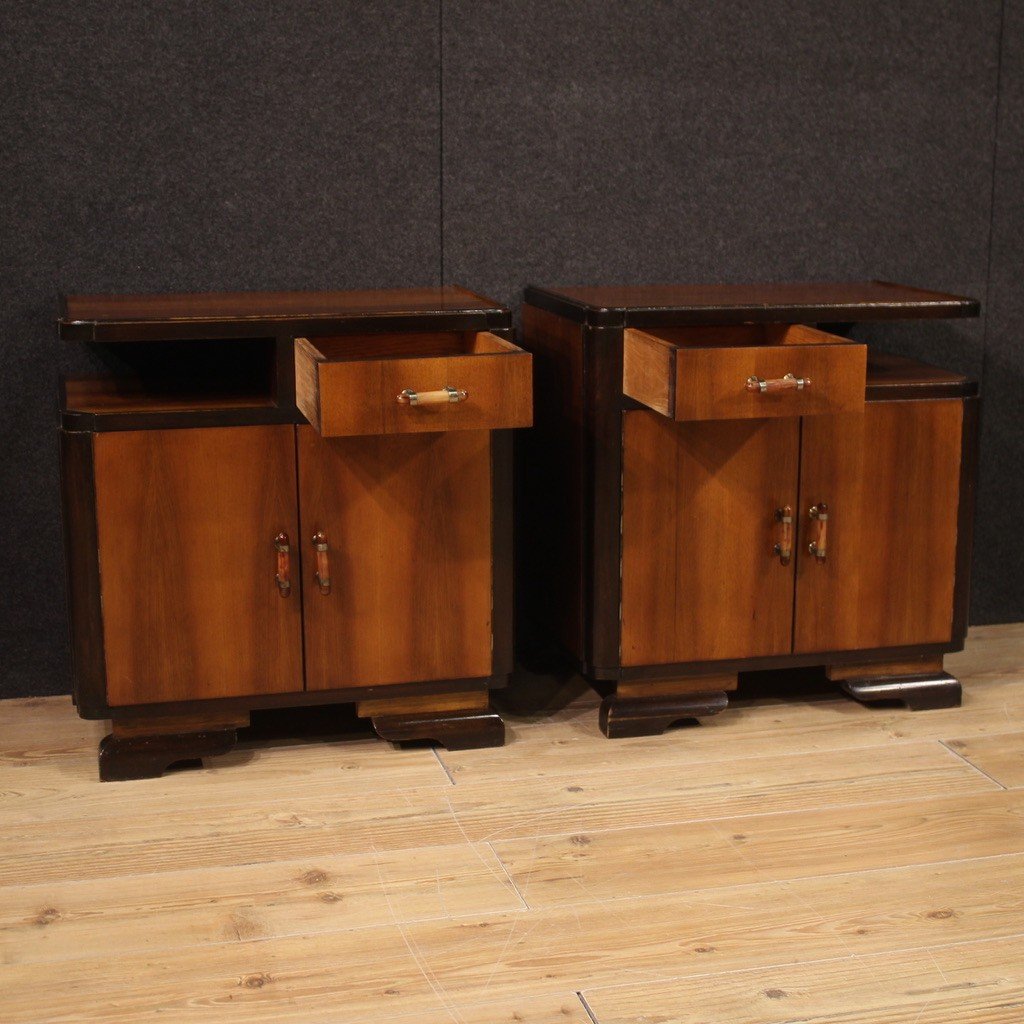 Pair Of Italian Deco Style Bedside Tables From The 20th Century-photo-8