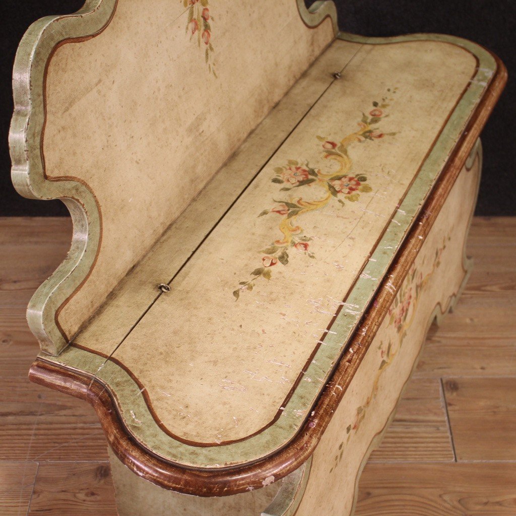 20th Century Painted Venetian Bench-photo-1