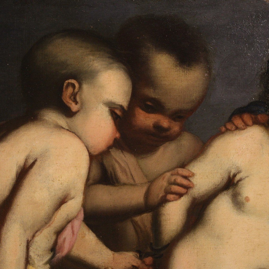 Italian Painting Cherub Games From The 17th Century-photo-4