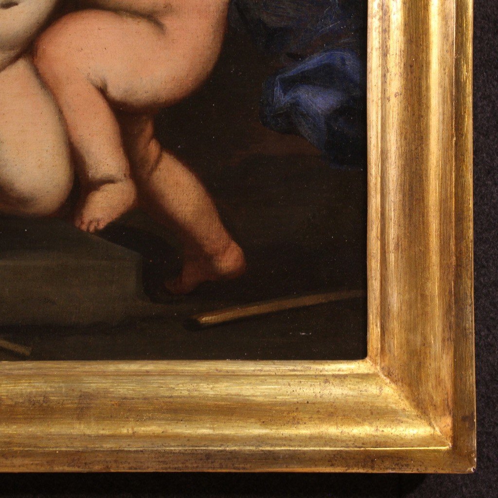 Italian Painting Cherub Games From The 17th Century-photo-6