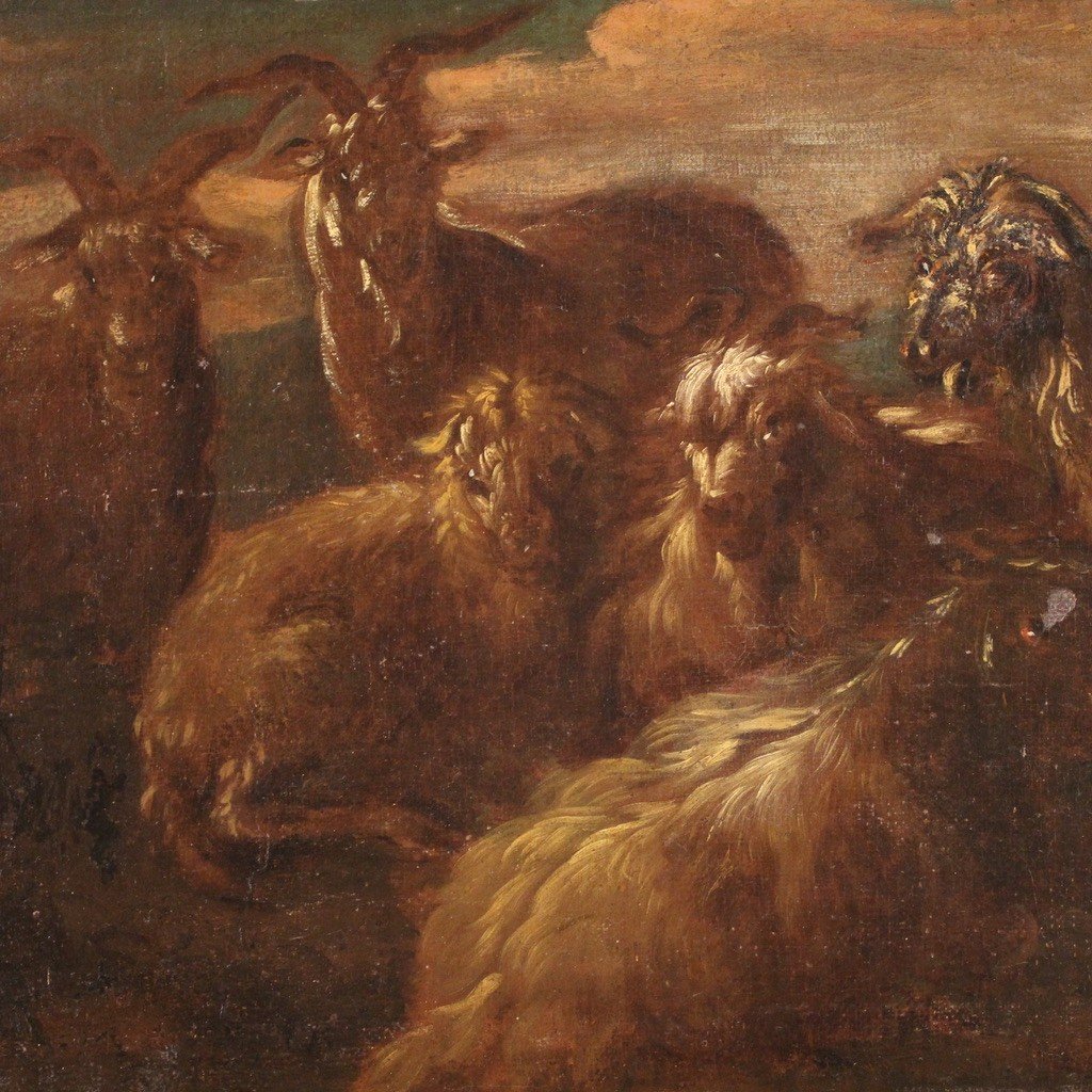 Italian Painting Landscape With Goats From The Second Half Of The 17th Century-photo-4