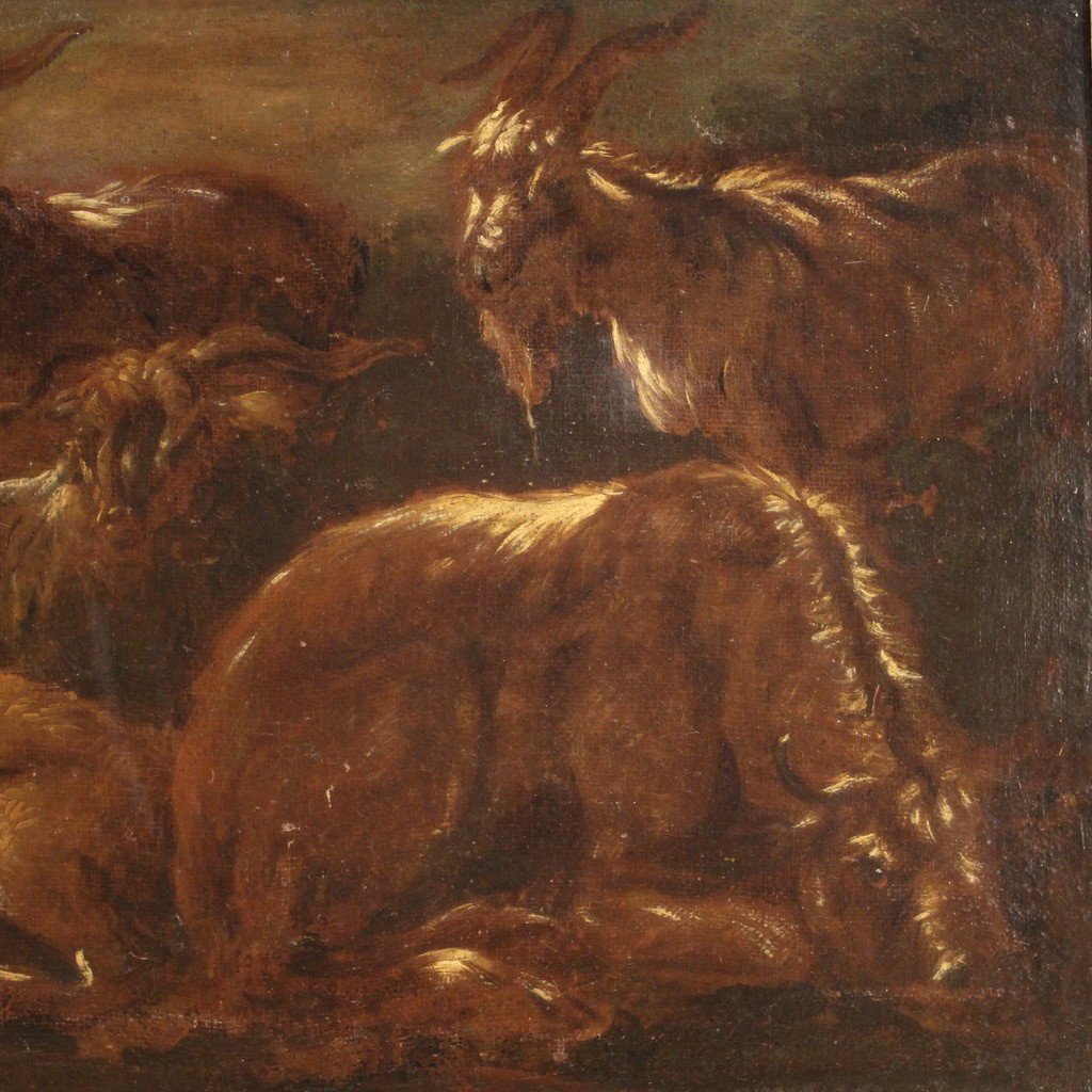 Italian Painting Landscape With Goats From The Second Half Of The 17th Century-photo-1