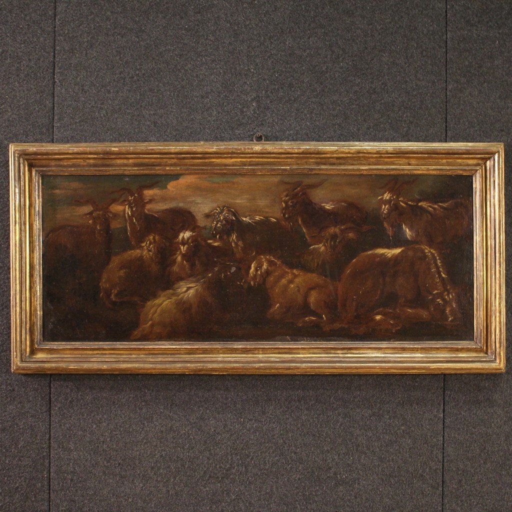 Italian Painting Landscape With Goats From The Second Half Of The 17th Century