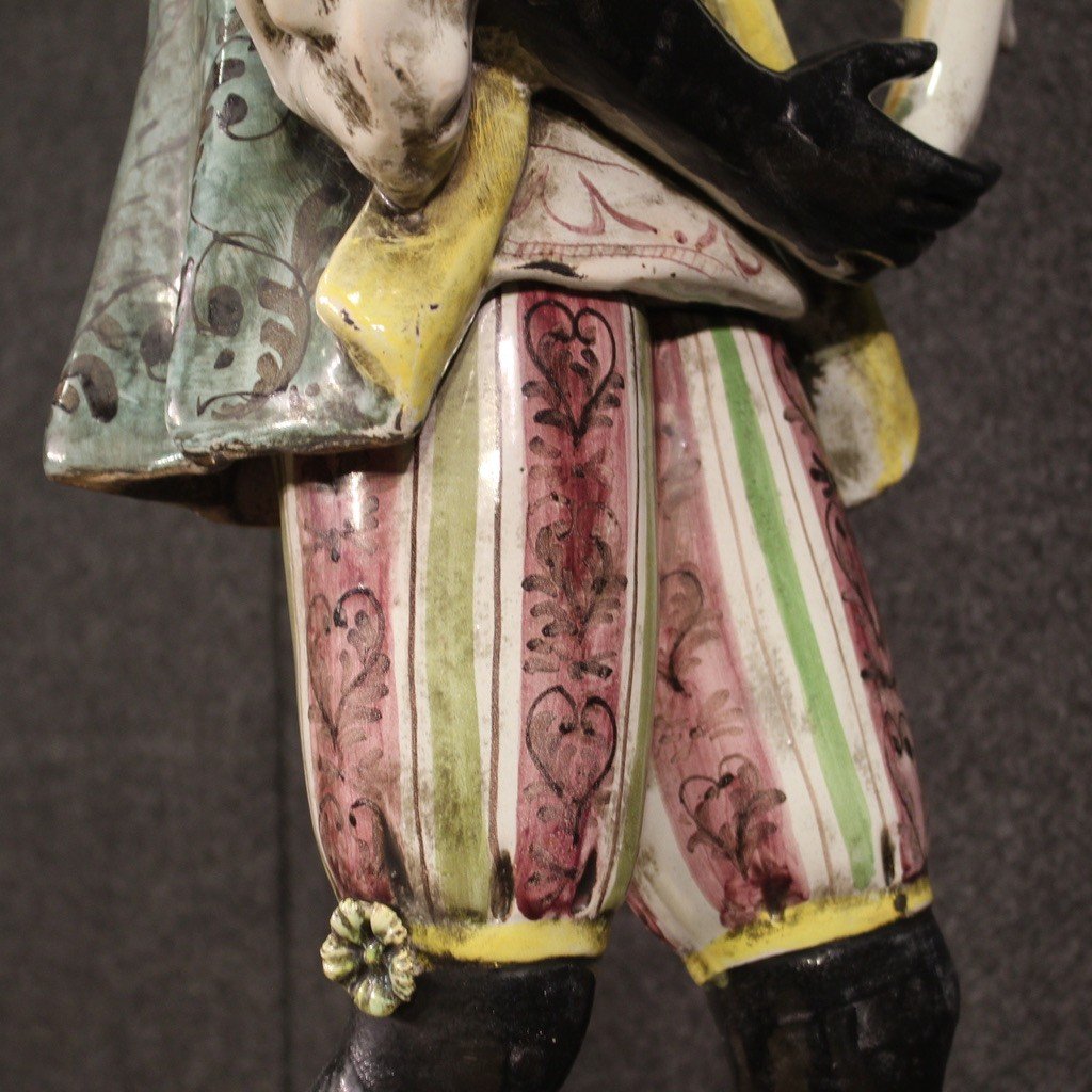 Italian Sculpture In Glazed Ceramic Venetian Moor-photo-4