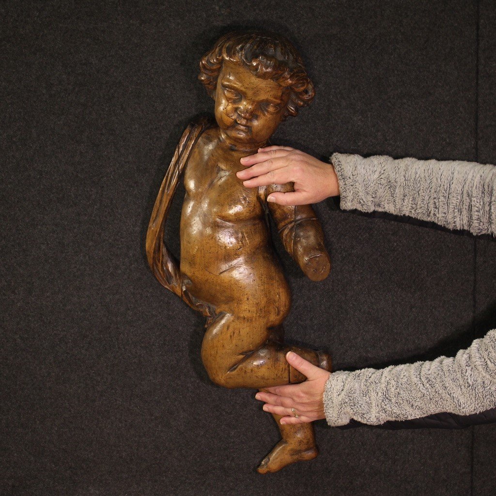 Great 19th Century Wooden Cherub Sculpture-photo-1