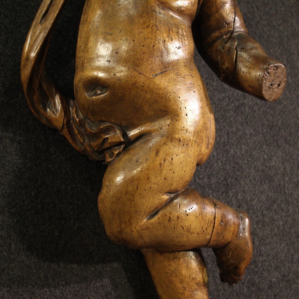 Great 19th Century Wooden Cherub Sculpture-photo-3