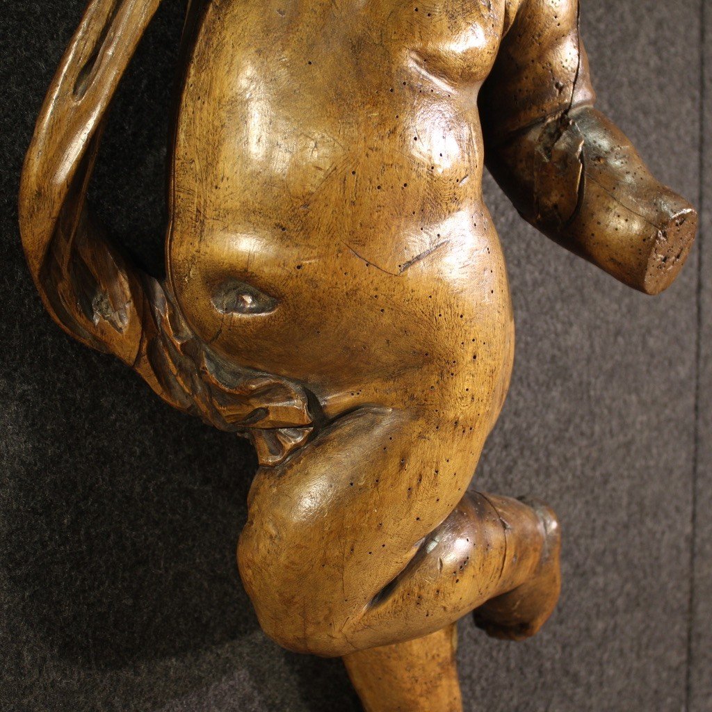 Great 19th Century Wooden Cherub Sculpture-photo-5