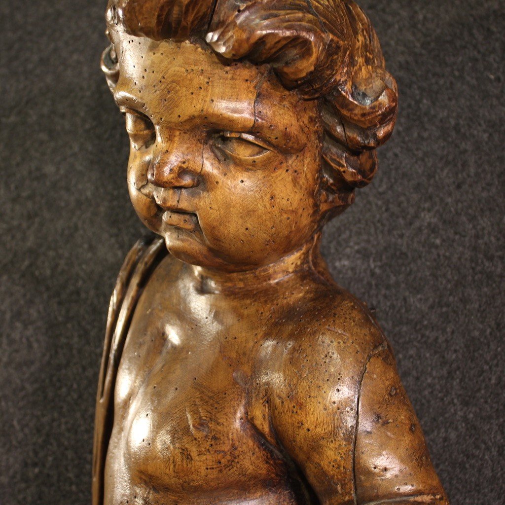 Great 19th Century Wooden Cherub Sculpture-photo-6