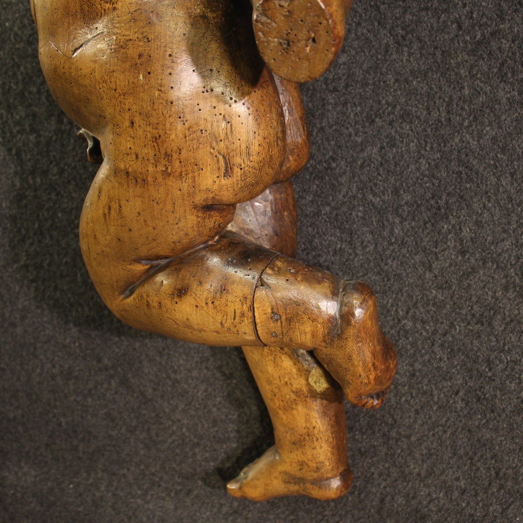 Great 19th Century Wooden Cherub Sculpture-photo-7