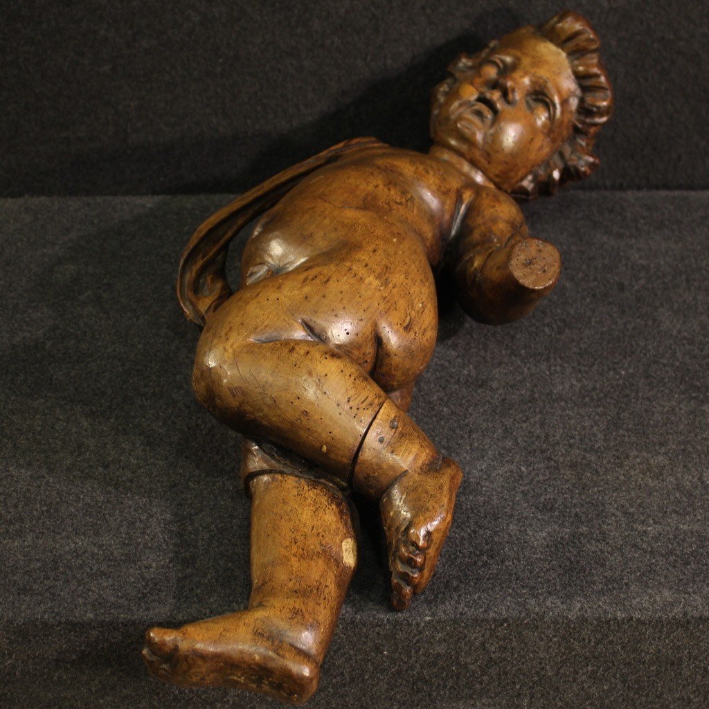 Great 19th Century Wooden Cherub Sculpture-photo-8