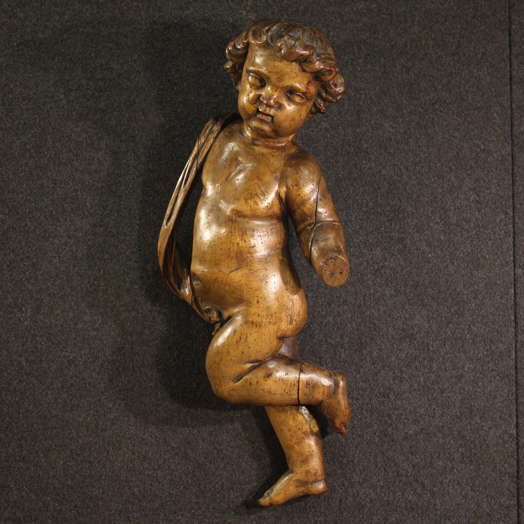 Great 19th Century Wooden Cherub Sculpture