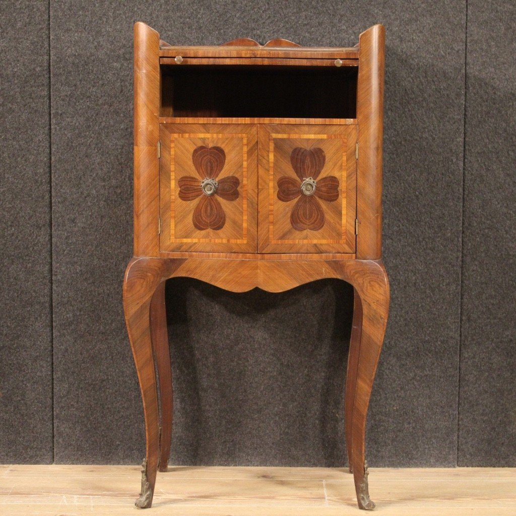 Genoese Bedside Table In Inlaid Wood From The 20th Century-photo-3