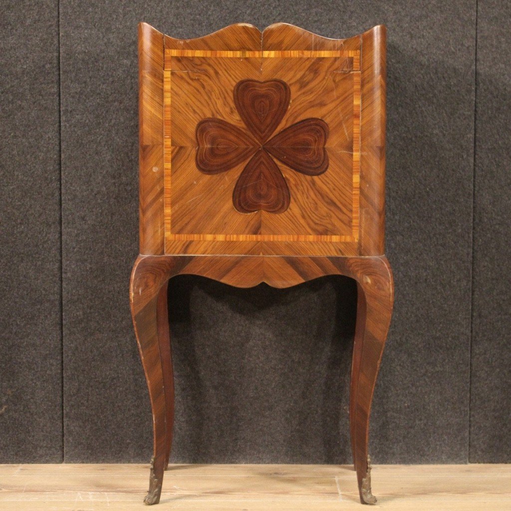 Genoese Bedside Table In Inlaid Wood From The 20th Century-photo-4