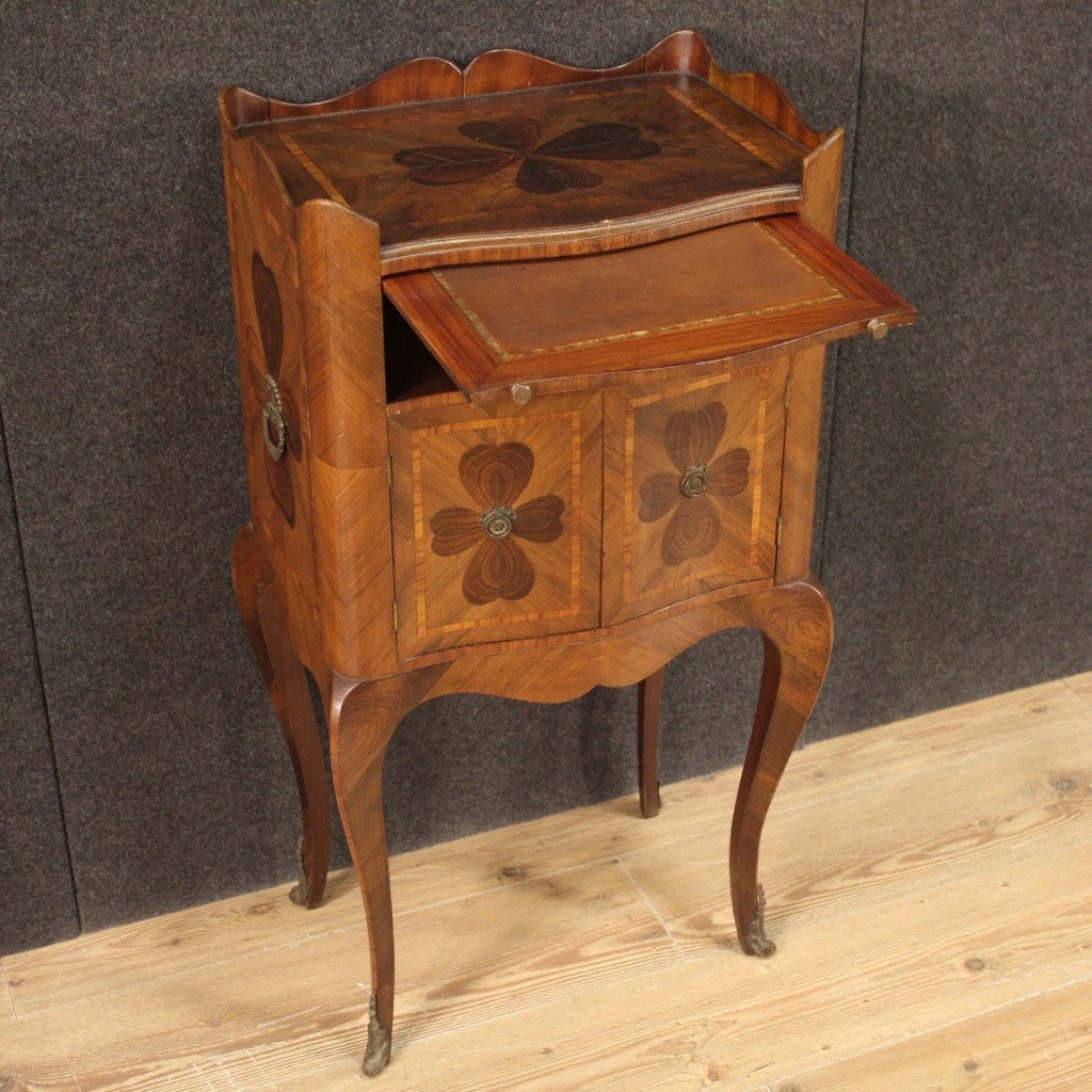 Genoese Bedside Table In Inlaid Wood From The 20th Century-photo-1