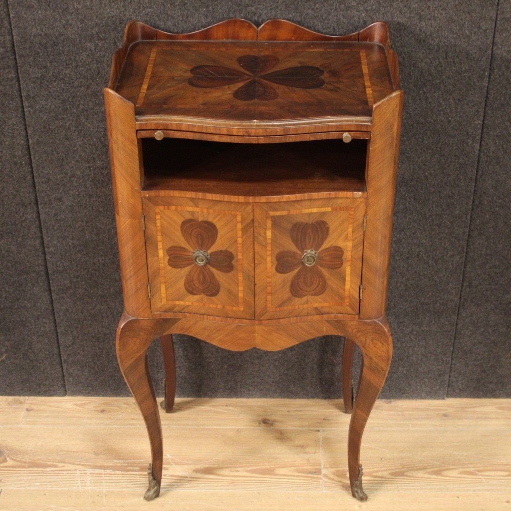 Genoese Bedside Table In Inlaid Wood From The 20th Century-photo-2