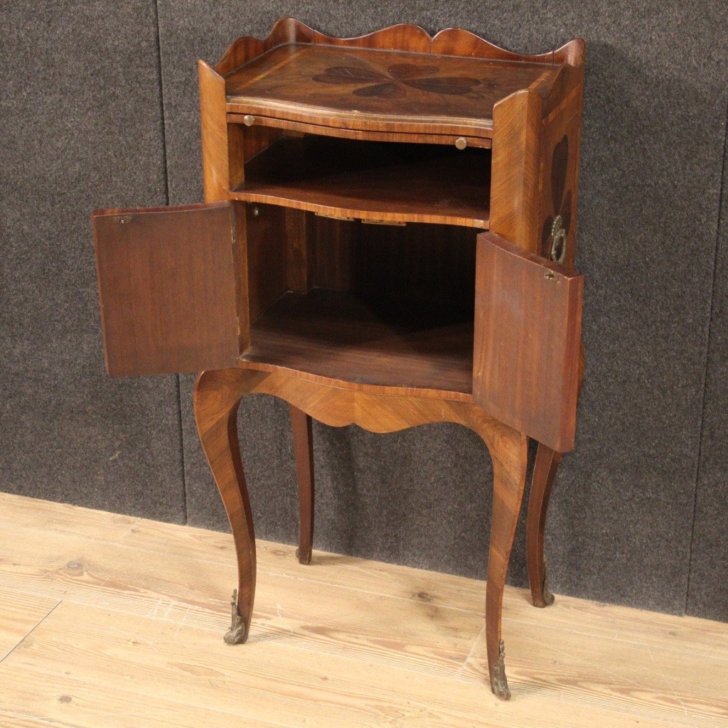 Genoese Bedside Table In Inlaid Wood From The 20th Century-photo-3