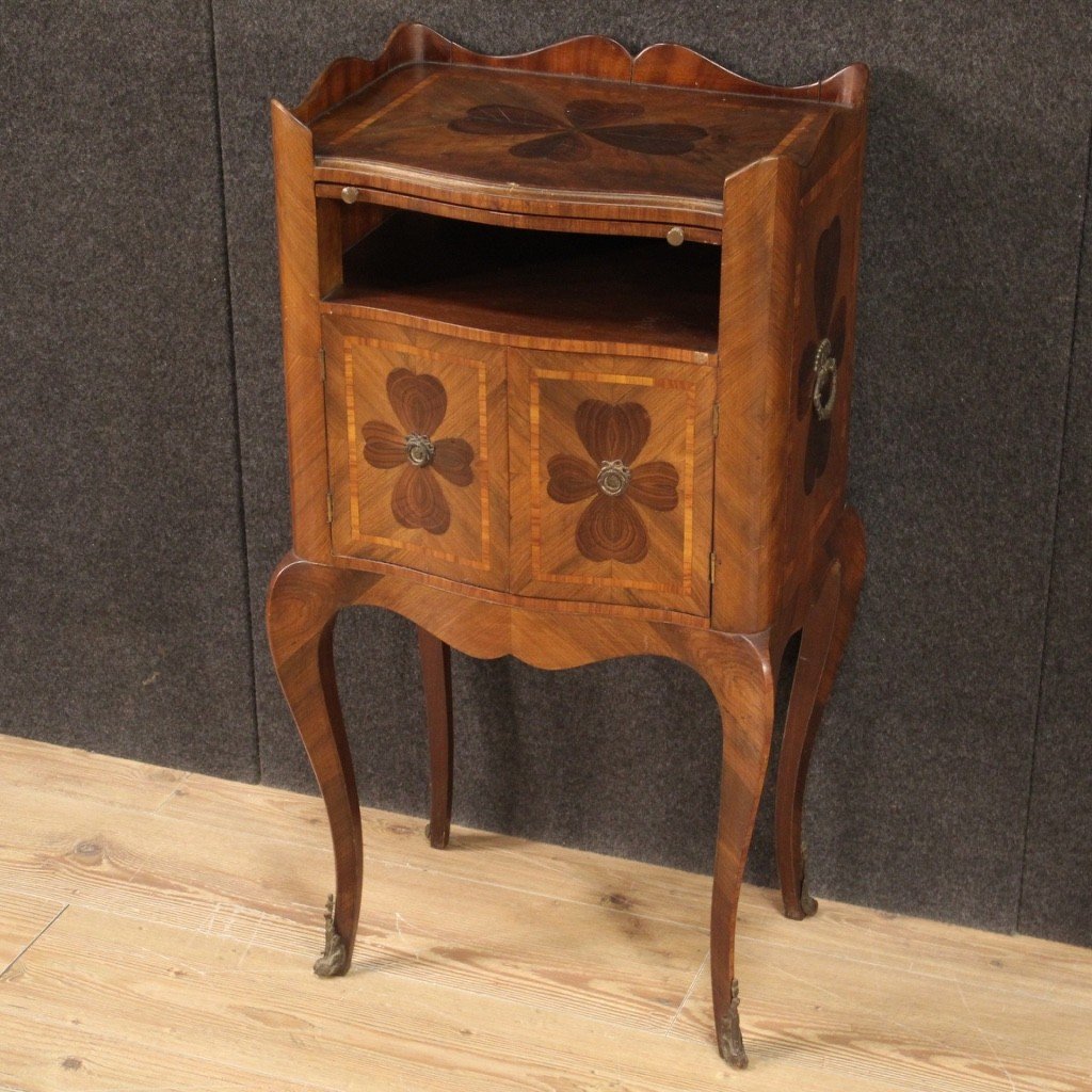 Genoese Bedside Table In Inlaid Wood From The 20th Century-photo-4