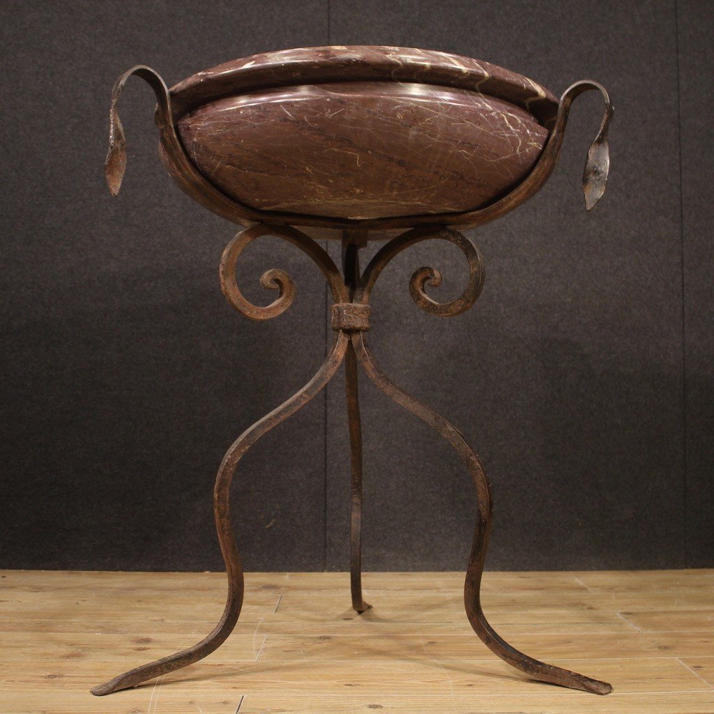 Large Marble Tub With Wrought Iron Tripod-photo-3